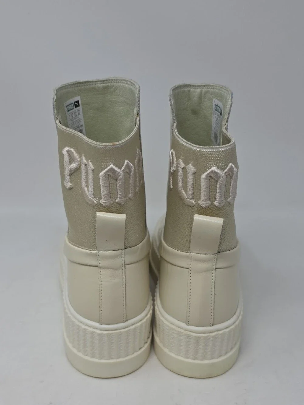 Puma x Fenty Rihanna Chelsea sneaker boots women white leather platform Size 8.5